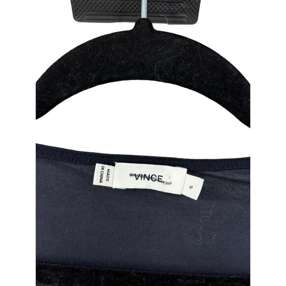 Vince Top Womens Small 3/4 Dolman Sleeve Tee Navy Blue High Low Casual - Picture 3 of 3